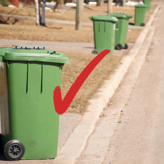 Proper positioning of the bins at the curb