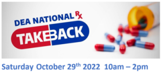 Drug Takeback Day Returns 10/29